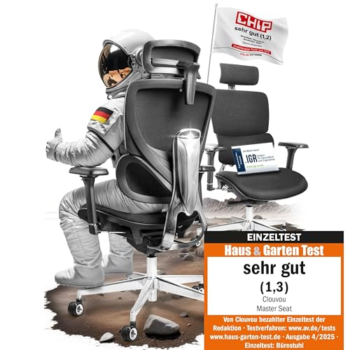 CLOUVOU PowerSeat Testsieger Ergonomischer Bürostuhl – Voll Anpassbar, Gaming, 200 kg