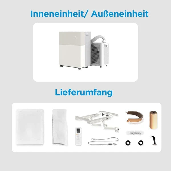 Midea PortaSplit-E Tragbare Klimaanlage 12000 BTU Heizung Kühlung, Fernbedienung