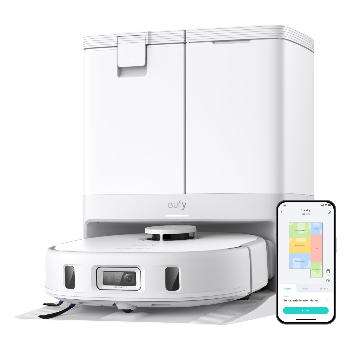 Eufy Omni C20, 7.000Pa, All-in-One-Station, Auto-Entleerung & -Reinigung, 8,5 cm, mit Wischfunktion