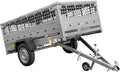 UNITRAILER Large Trailer 230 x 125 cm with Flat Tarpaulin, Mesh and Jockey Wheel - Garden Trailer 230 Kipp