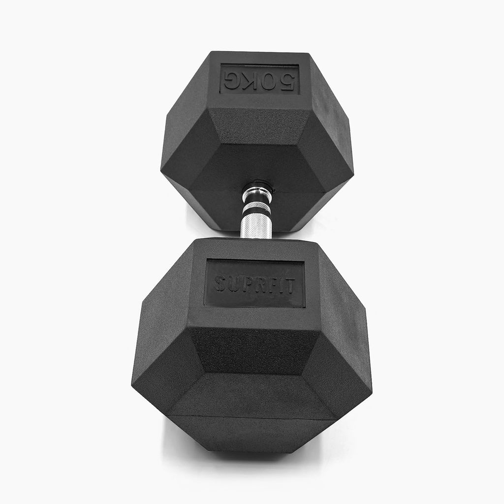 SUPRFIT Hexagon Kurzhanteln Paar: Gummierte Eisenkern Hanteln für Krafttraining