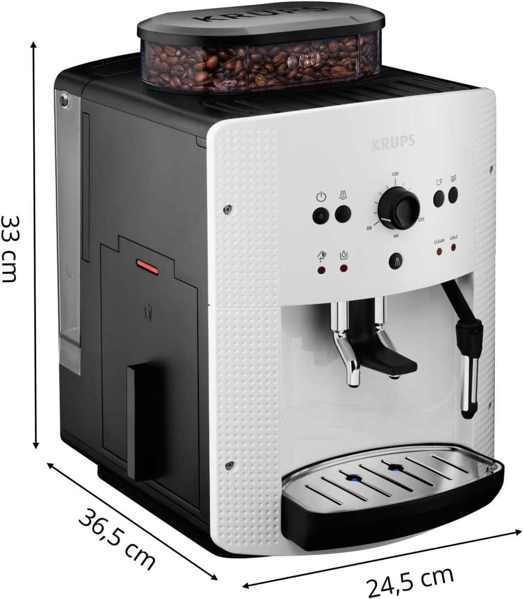 Krups Arabica Picto Kaffeevollautomat: Milchdüse, 2-Tassen, Drehregler, einfache Reinigung, TÜV-zertifiziert, Weiß