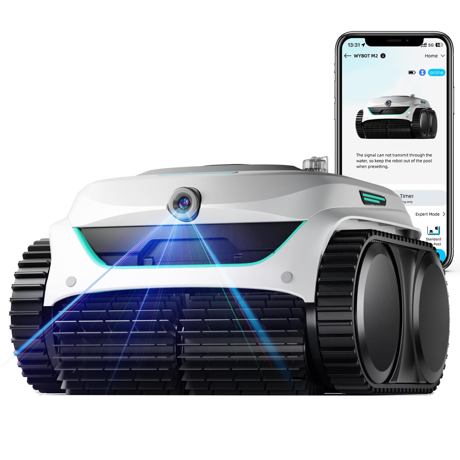 WYBOT C2 Vision AI Kabelloser Poolroboter, Akku, Boden & Wand, Zweischicht-Filter, starke Absaugung, bis 180㎡