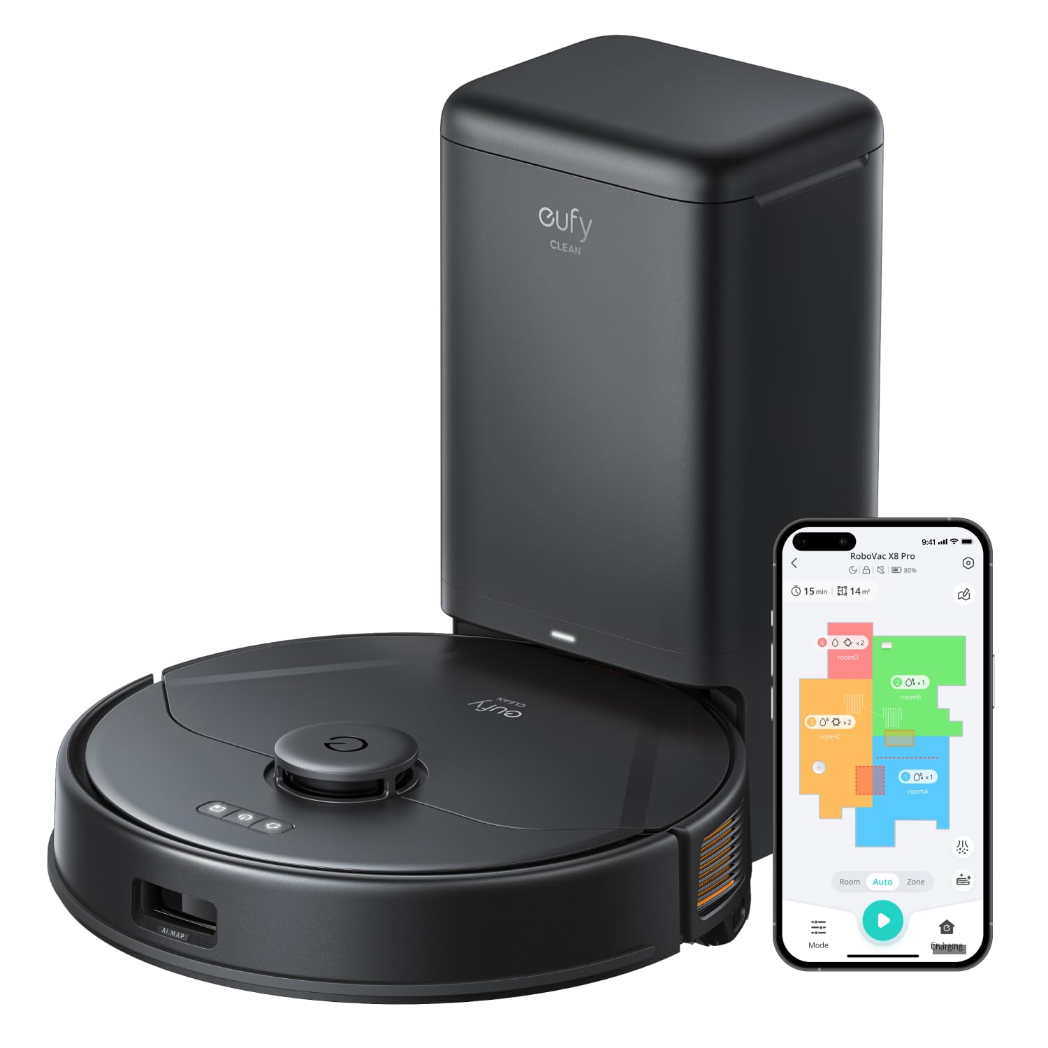 Eufy Omni C20, 7.000Pa, All-in-One-Station, Auto-Entleerung & -Reinigung, 8,5 cm, mit Wischfunktion