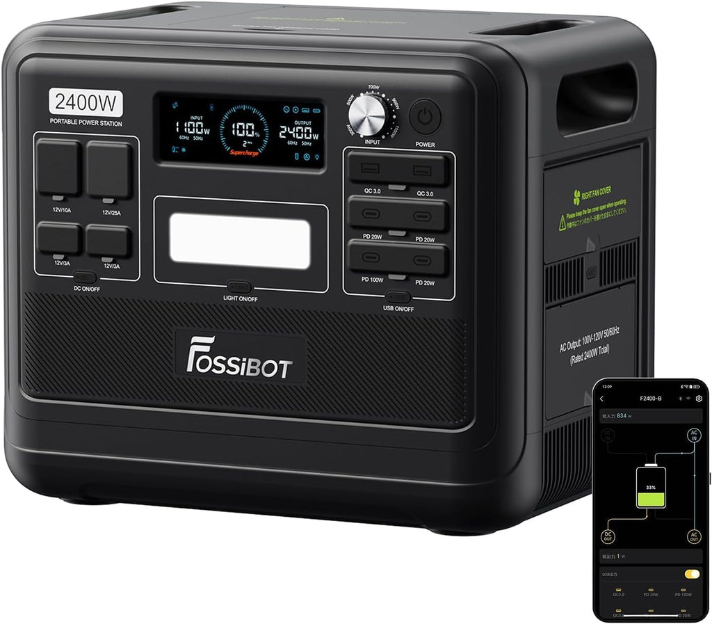 FOSSIBOT F2400 Powerstation 2400W (4800W Peak) mit 200W Solarpanel