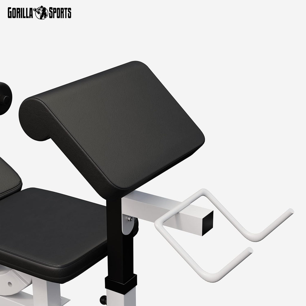 Gorilla Sports Hantelbank mit Gewichten, 170 cm Stange und Hantelset
