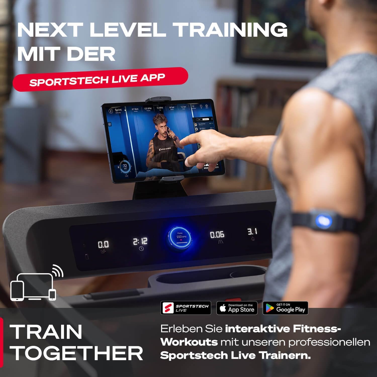 Sportstech sTread Pro/Lite: Klappbares Laufband, 20 km/h, 17 % Steigung