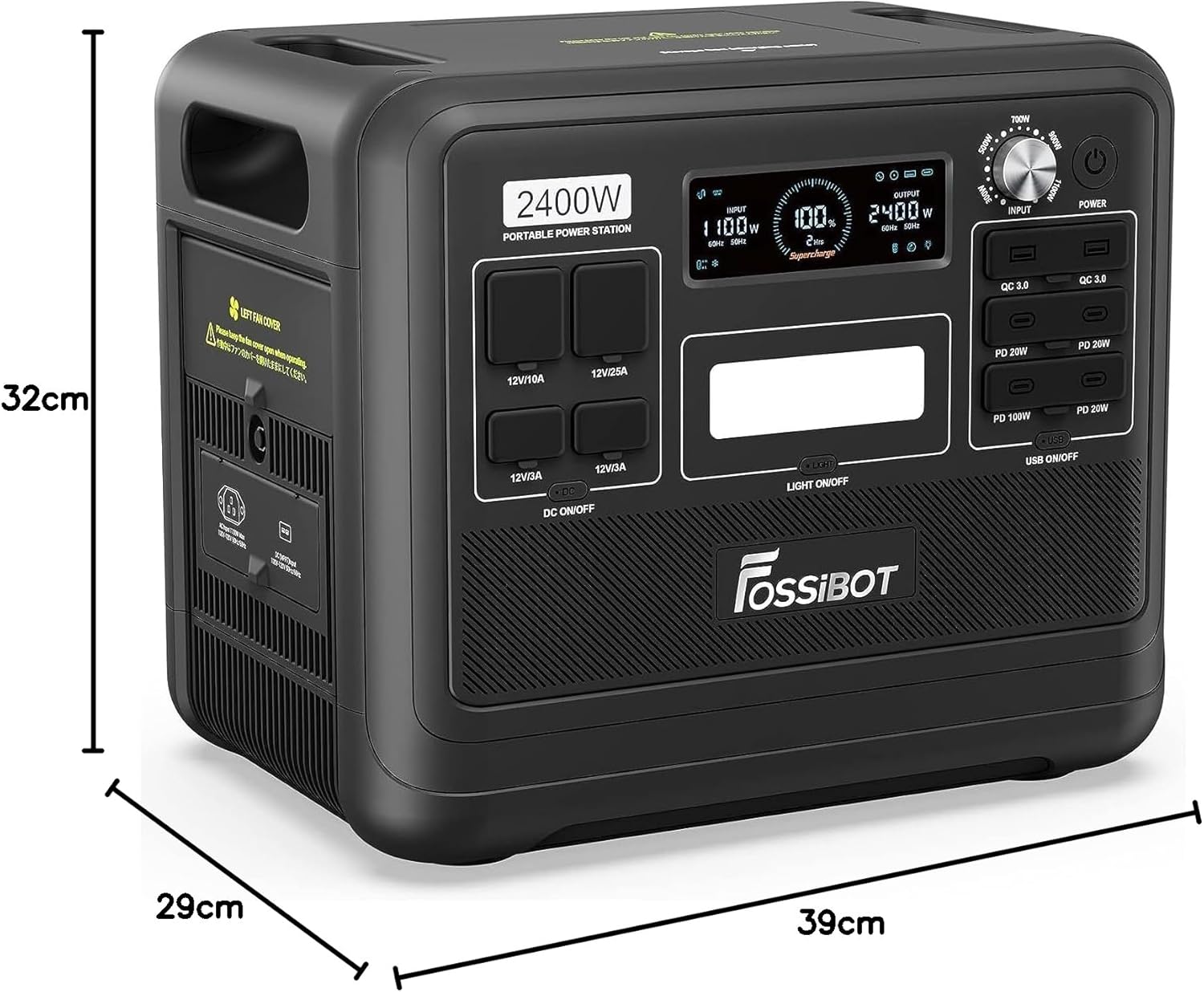 FOSSIBOT F2400 Solargenerator 2048Wh, 2400W (4800W Peak), AC-Ausgänge