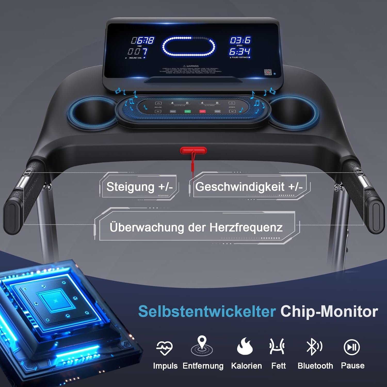 Kitopa Laufband: Hochgeschwindig, 7 PS, große Lauffläche, klappbar