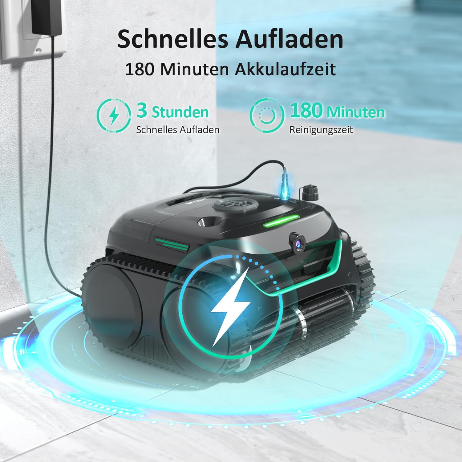 WYBOT C2 Vision AI Kabelloser Poolroboter, Akku, Boden & Wand, Zweischicht-Filter, starke Absaugung, bis 180㎡