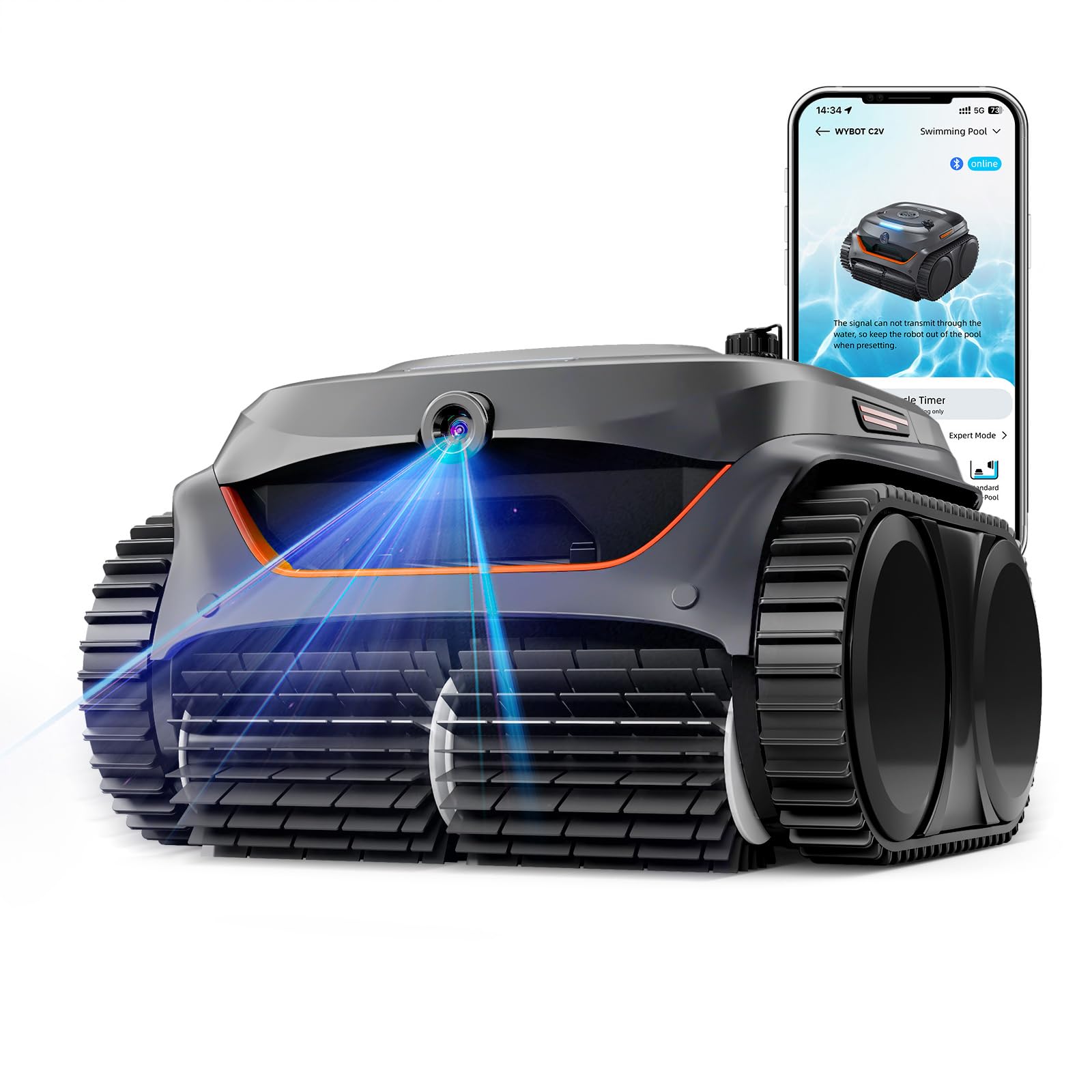 WYBOT C2 Vision AI Kabelloser Poolroboter, Akku, Boden & Wand, Zweischicht-Filter, starke Absaugung, bis 180㎡