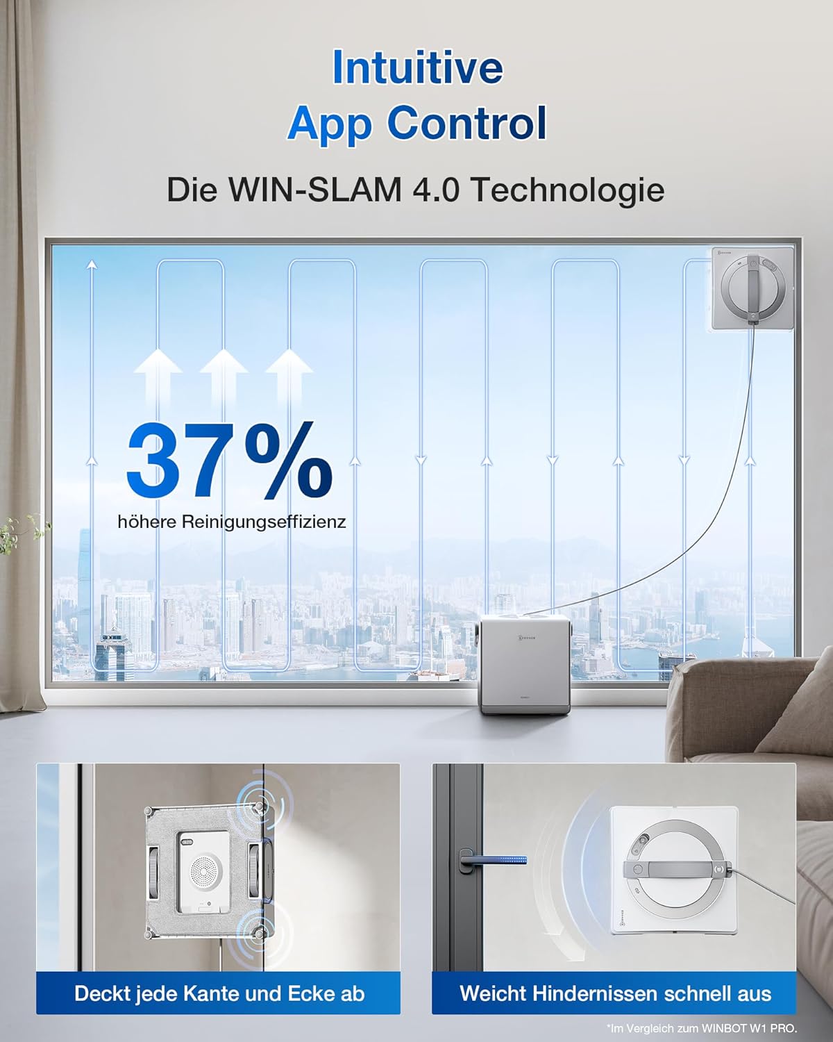 ECOVACS WINBOT W2 PRO Omni Intelligenter Fensterputzroboter mit 6-in-1 Station, Sprühdüsen