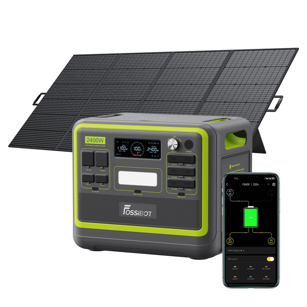 FOSSIBOT F2400 Powerstation 2400W (4800W Peak) mit 200W Solarpanel