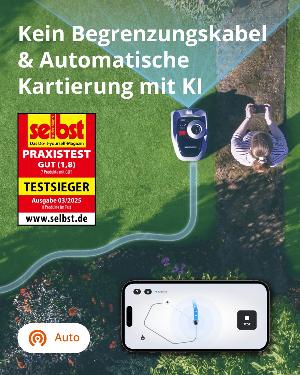 Navimow i105E Mähroboter 500 m², RTK+Vision, Igelschutz & KI