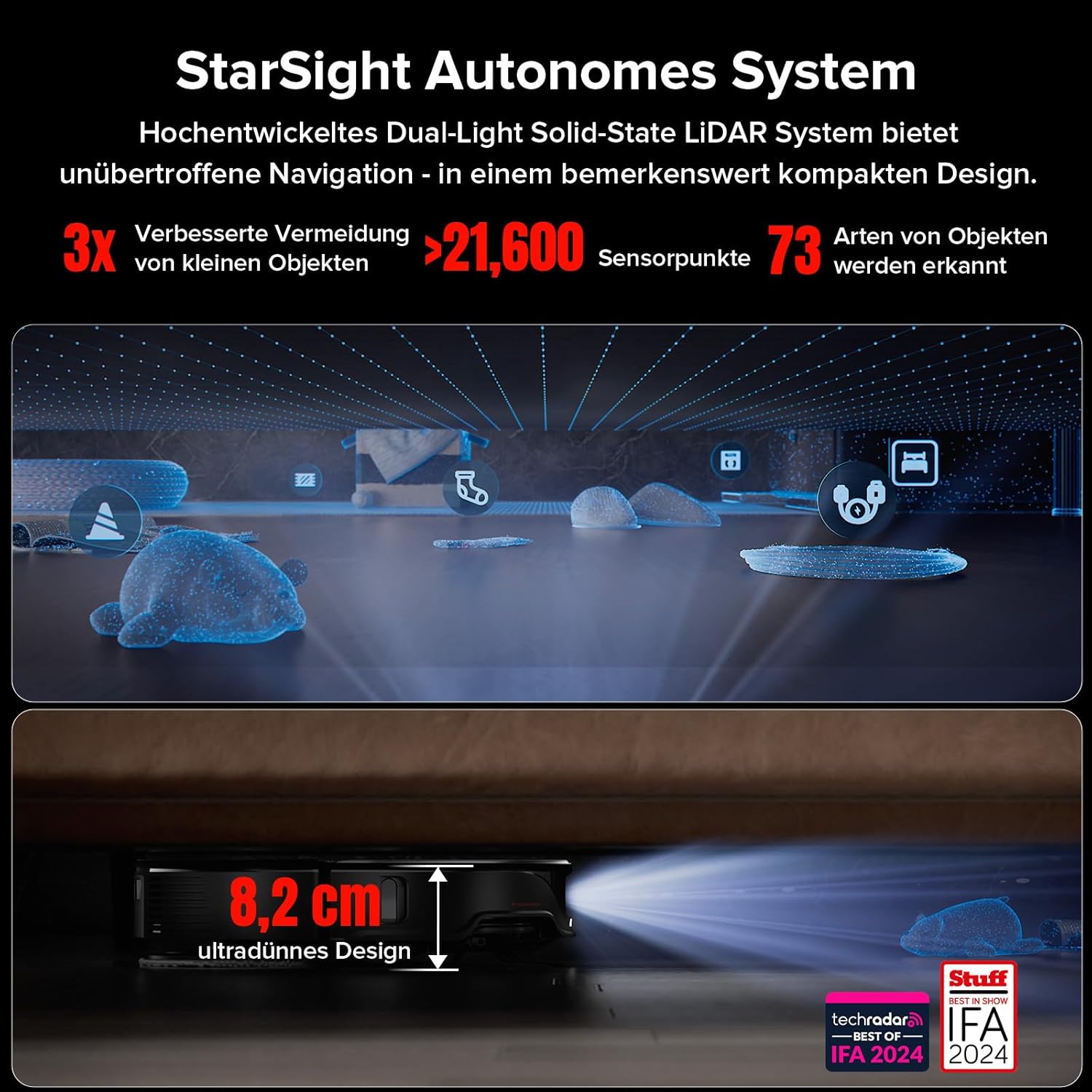 Roborock Qrevo Slim Saugroboter: Ultraflach, 11.000Pa, StarSight Navigation, 8-in-1 Dock