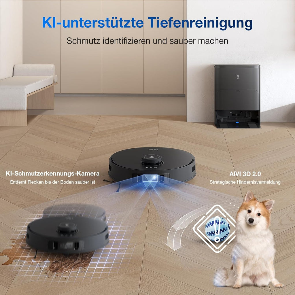 Deebot T30S Pro, 11,000Pa, Heißwasser-Wischung, ZeroTangle, TruEdge™, KI-Navigation