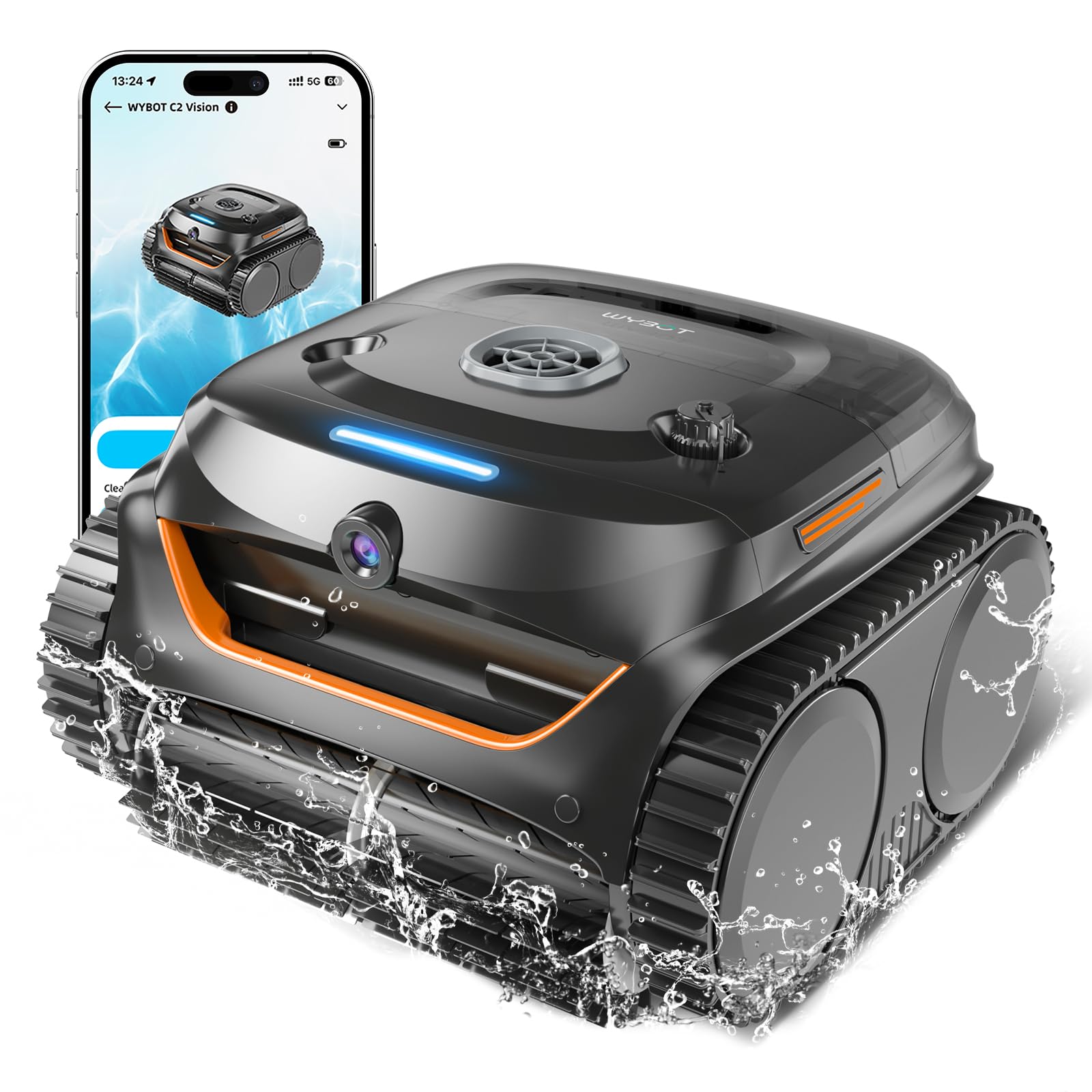 WYBOT C2 Vision AI Kabelloser Poolroboter, Akku, Boden & Wand, Zweischicht-Filter, starke Absaugung, bis 180㎡