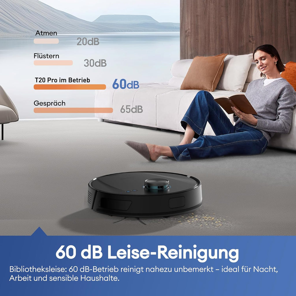 Ultenic T20 Pro Saugroboter mit Wischfunktion, 8000 Pa, AI-Navigation, Selbstreinigung, Tierhaare