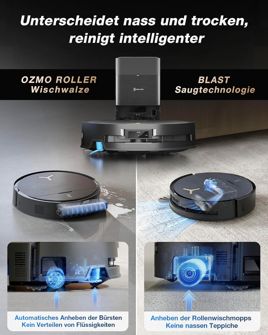 ECOVACS DEEBOT X9 PRO Omni: Intelligenter Saug-Wisch-Roboter, 16.600 Pa, Heißwasser-Moppwäsche.