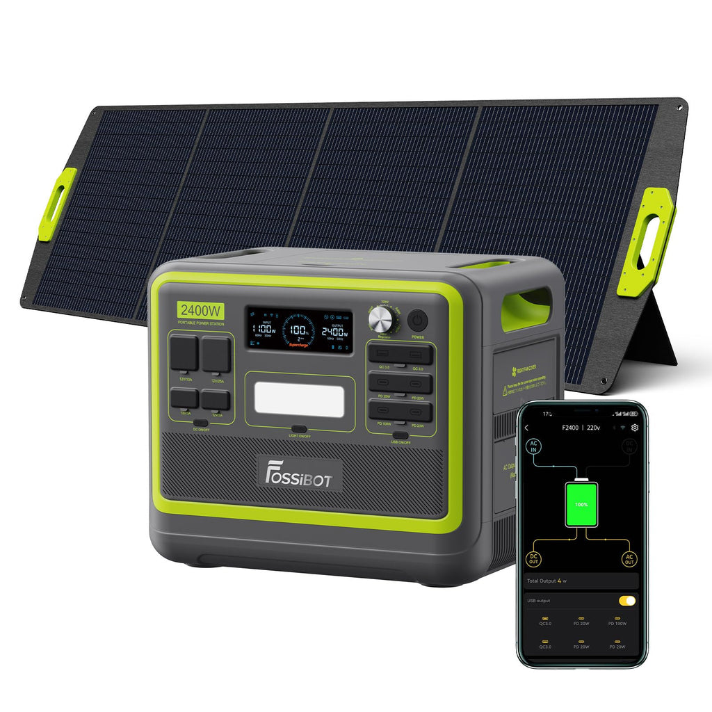 FOSSIBOT F2400 Powerstation 2400W (4800W Peak) mit 200W Solarpanel