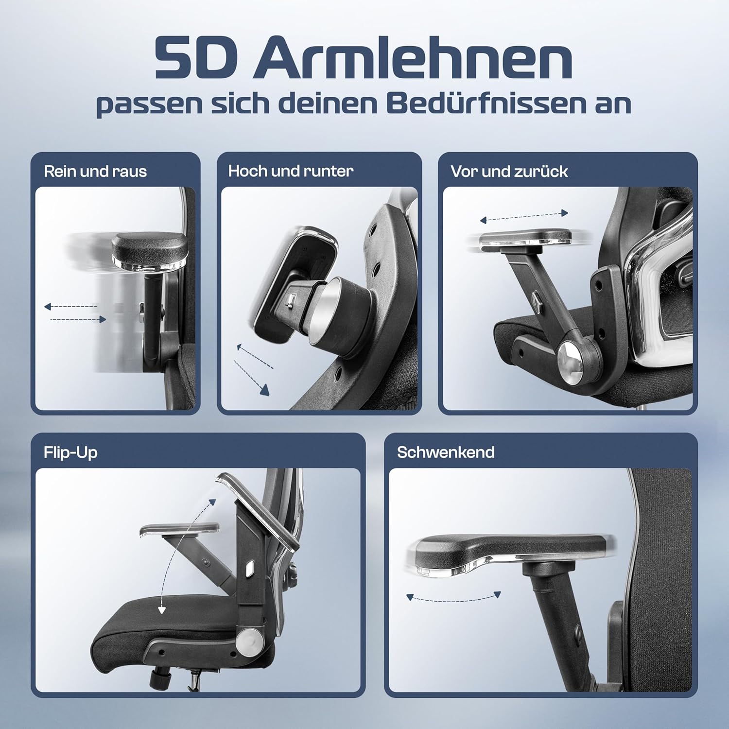 CLOUVOU PowerSeat Testsieger Ergonomischer Bürostuhl – Voll Anpassbar, Gaming, 200 kg