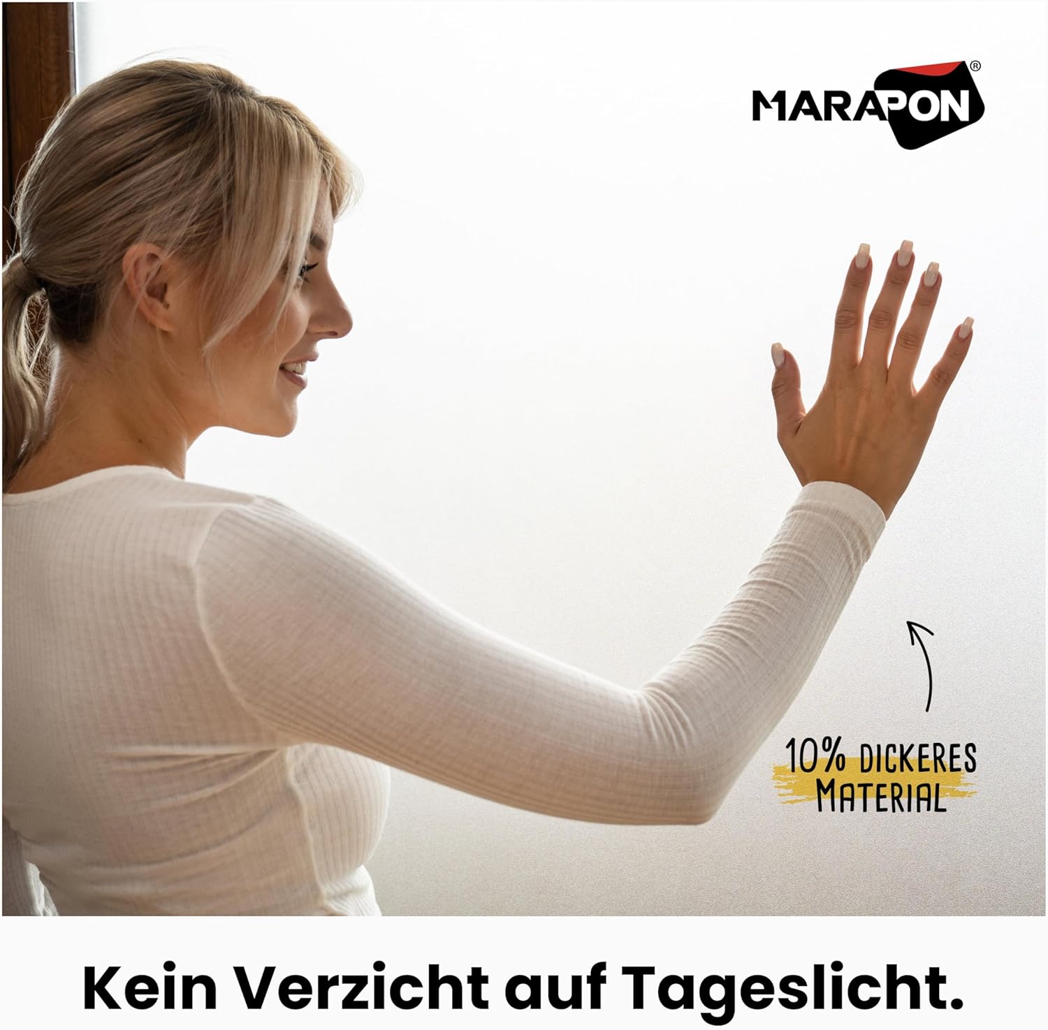 MARAPON® Matt Blickdichte Fensterfolie – Selbsthaftend für Privatsphäre, UV-Schutz, Milchglas-Effekt