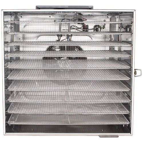 Beeketal 'BDA-15' Dörrautomat aus Edelstahl mit 10 Etagen, Zeitschaltuhr (max. 24h), einstellbarer Temperatur (30-90 °C) und LED Bedienfeld - Profi Gastro Dörrgerät inkl. 10 Einlegegitter
