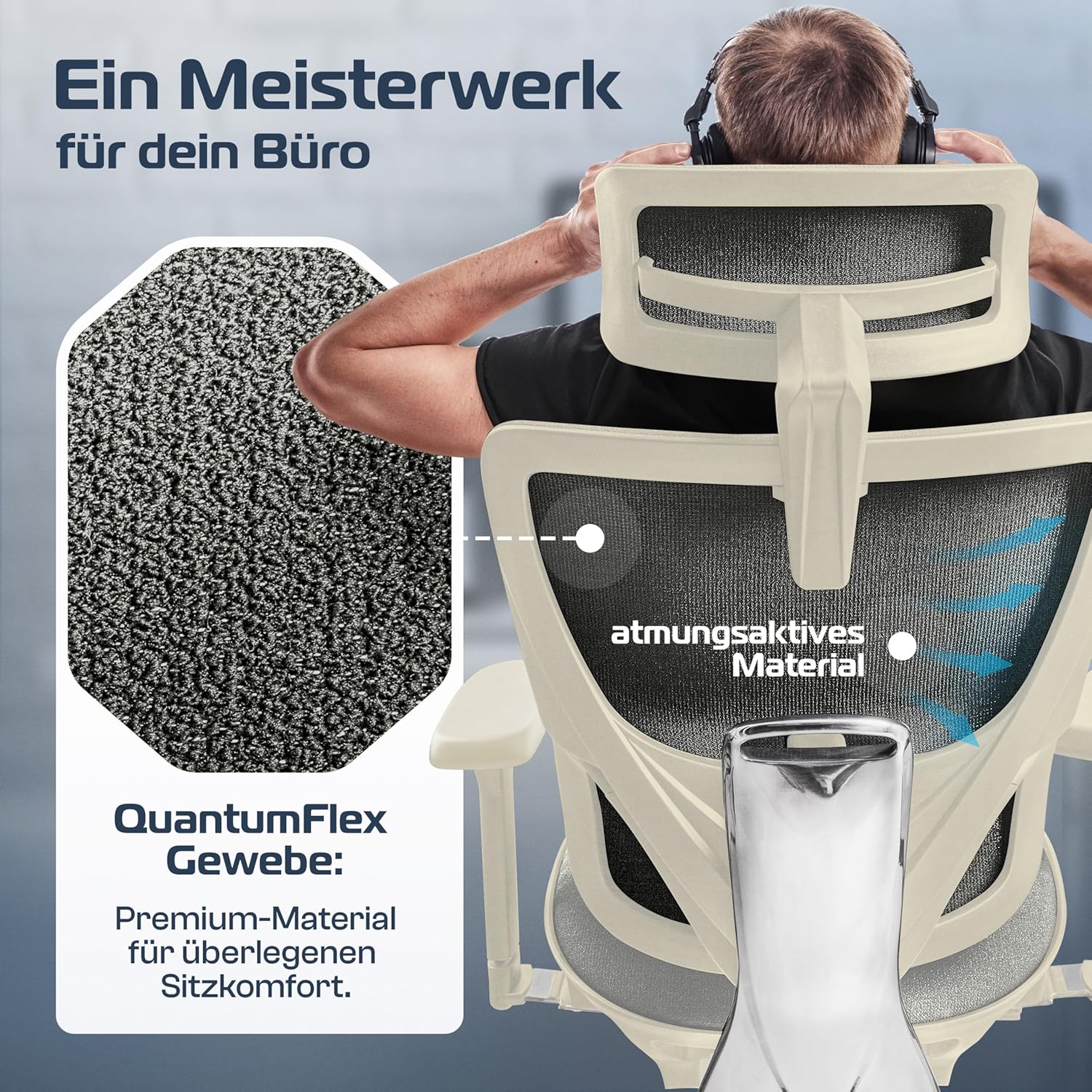CLOUVOU MasterSeat Ergonomischer Bürostuhl: Testsieger, Individuell Anpassbar, Home Office & Gaming Stuhl